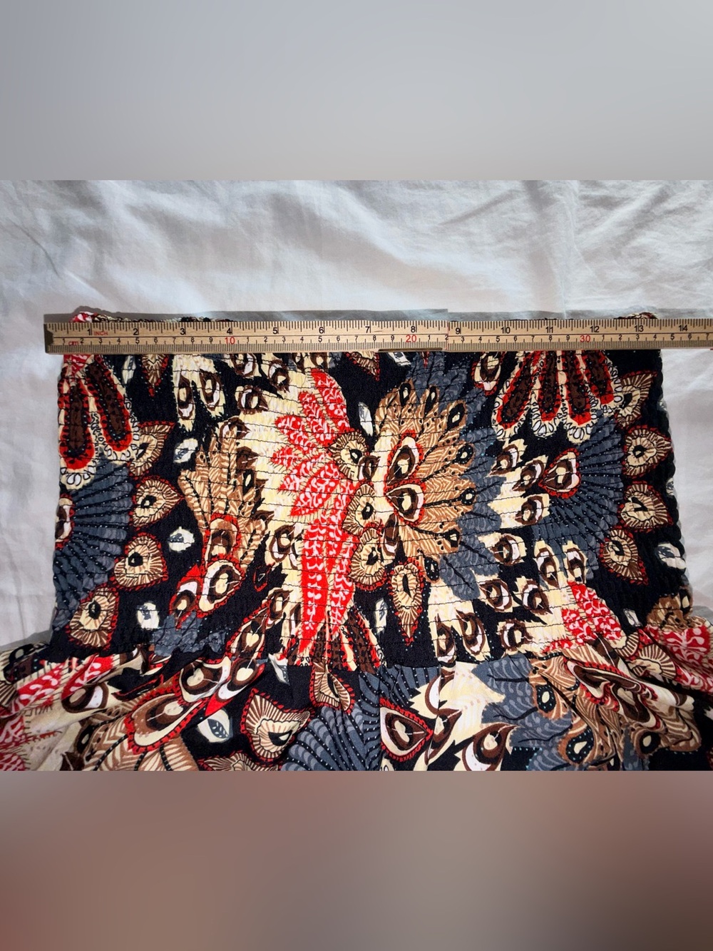 Boho Wide Leg Printed Palazzo Pants - Peacock Floral - Picture 6 of 12